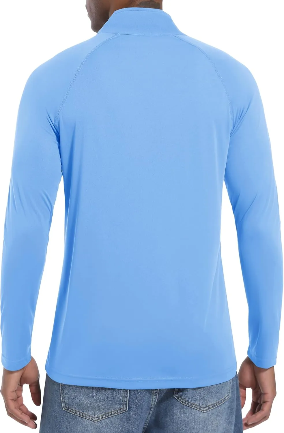 Mens Sun Shirts UPF50  Long Sleeve 1/4 Zip Quick Dry Shirts UV Protection Workout Athletic Rush Guard