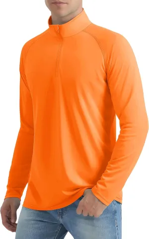 Mens Sun Shirts UPF50  Long Sleeve 1/4 Zip Quick Dry Shirts UV Protection Workout Athletic Rush Guard