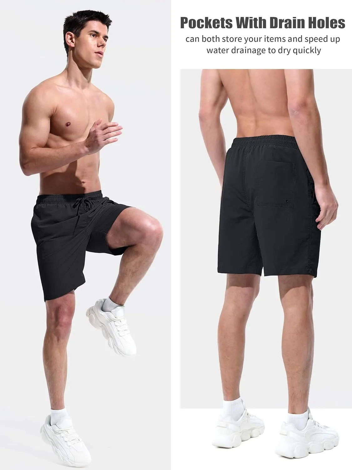Men's Swim Trunks Beach Board Shorts Quick Dry Swimsuit Bathing Suits with Pockets 7 Inch Inseam Mesh Lining