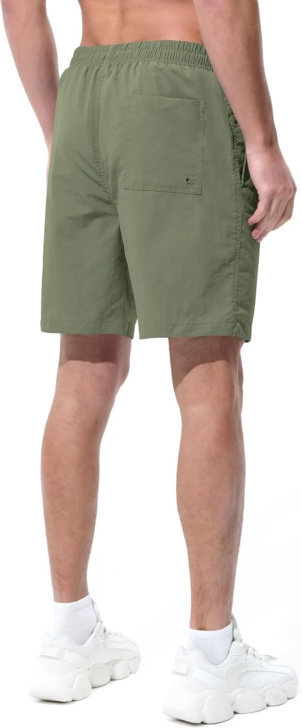 Men's Swim Trunks Beach Board Shorts Quick Dry Swimsuit Bathing Suits with Pockets 7 Inch Inseam Mesh Lining
