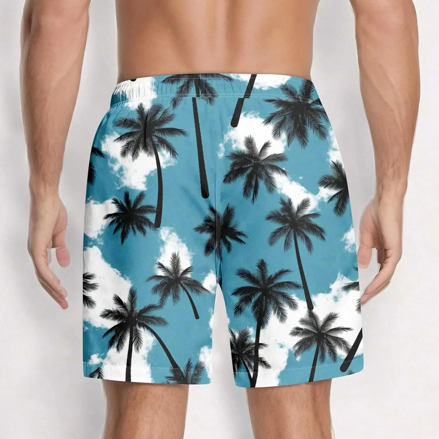Men's Swim Trunks Compression Shorts Men Printed Swimwear Fishing Stretch Travel Tropical Dissolving Beach Lightweight