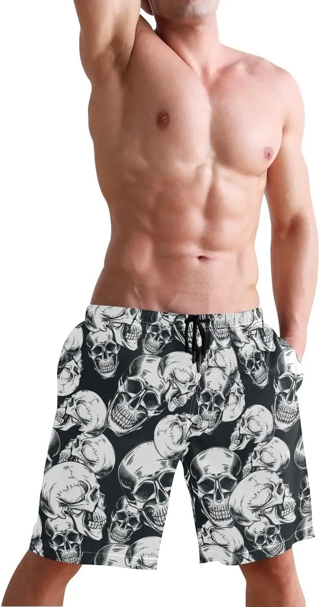 Men's Swim Trunks Retro 90s Style Beach Shorts, Quick Dry Surf Shorts Board Shorts with Mesh Lining