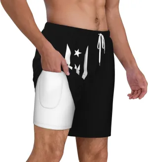 Mens Swim Trunks with Compression Liner Beach Board Shorts Quick Dry Swim Shorts -Puerto Rico Flag