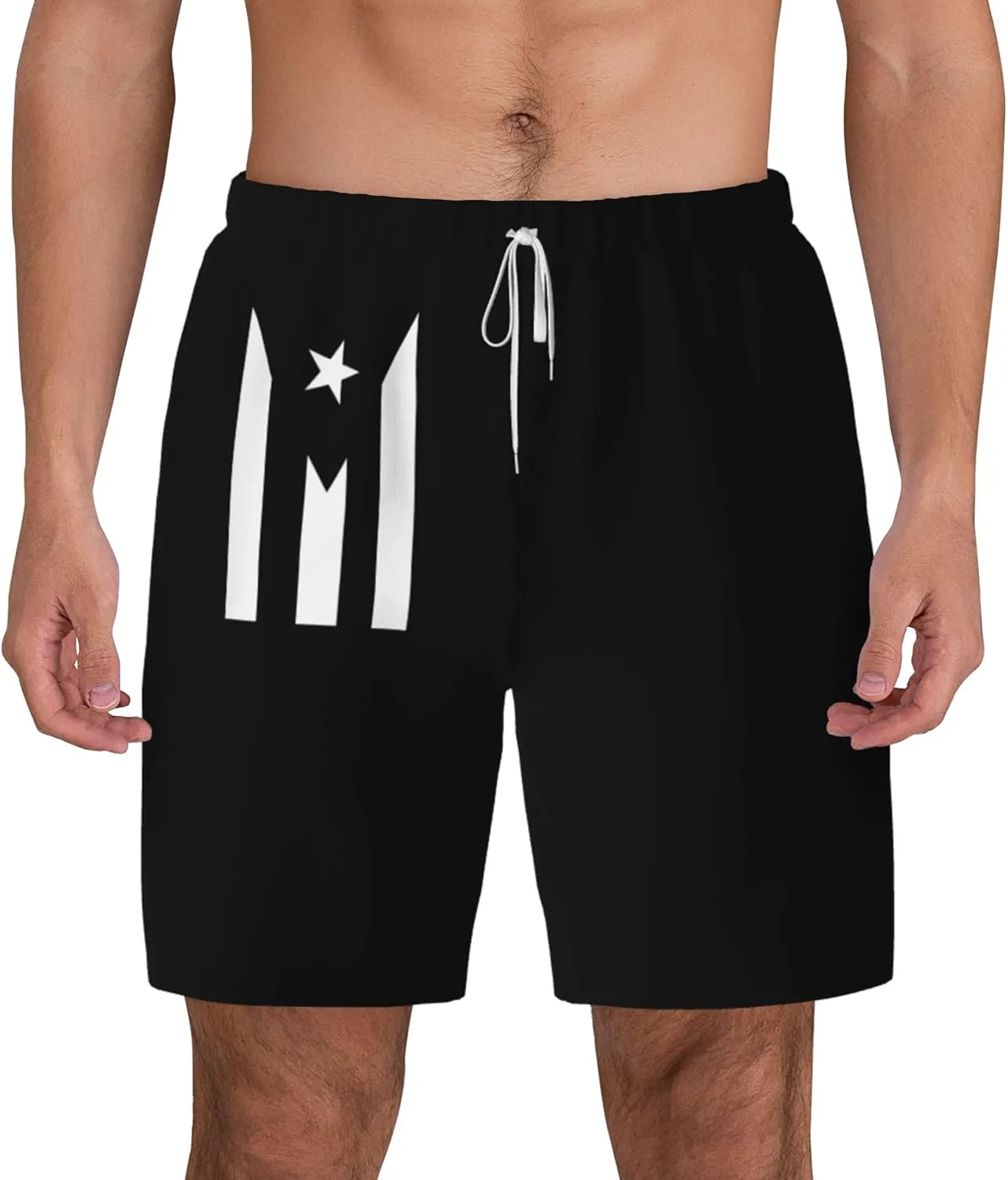 Mens Swim Trunks with Compression Liner Beach Board Shorts Quick Dry Swim Shorts -Puerto Rico Flag