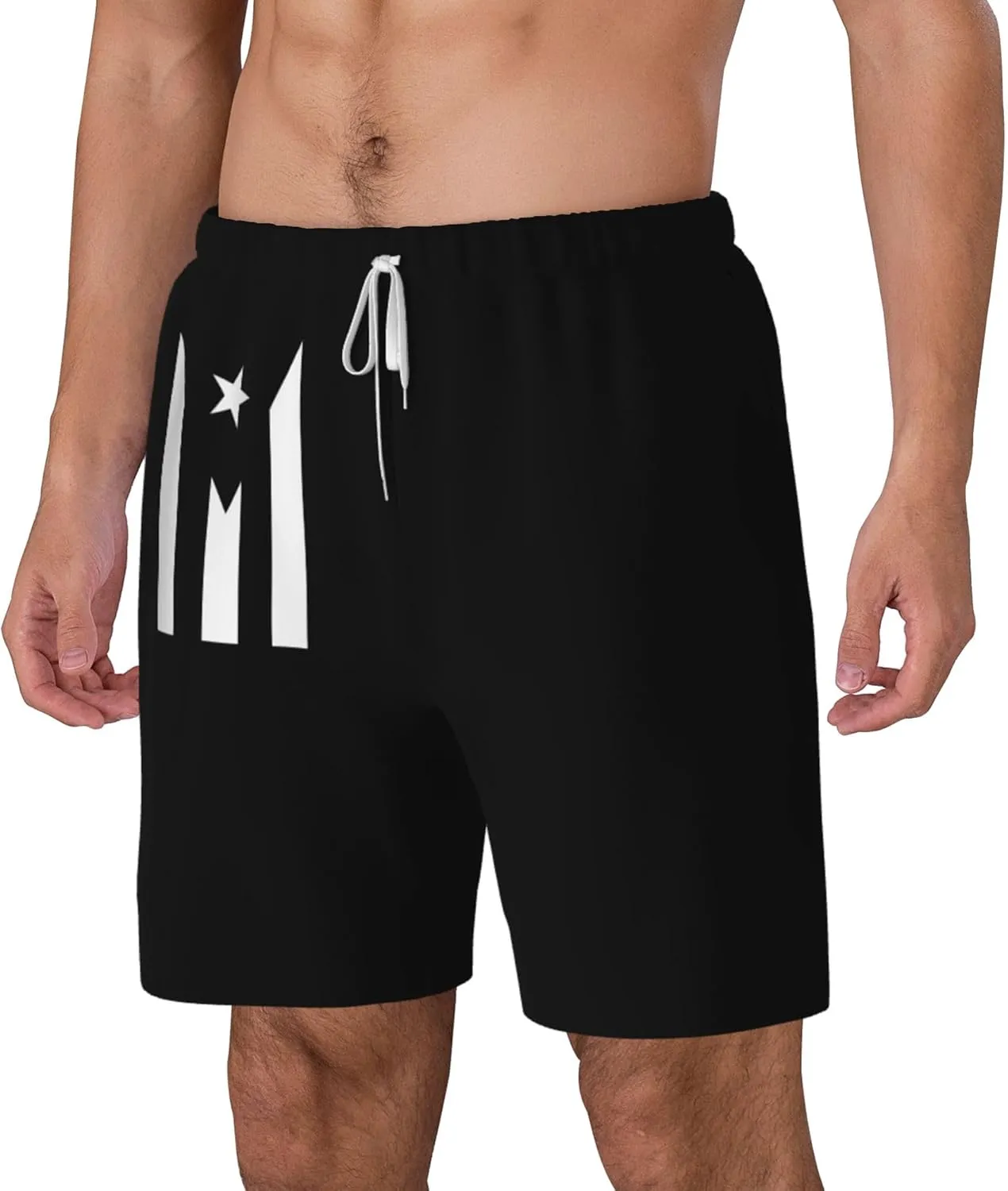 Mens Swim Trunks with Compression Liner Beach Board Shorts Quick Dry Swim Shorts -Puerto Rico Flag