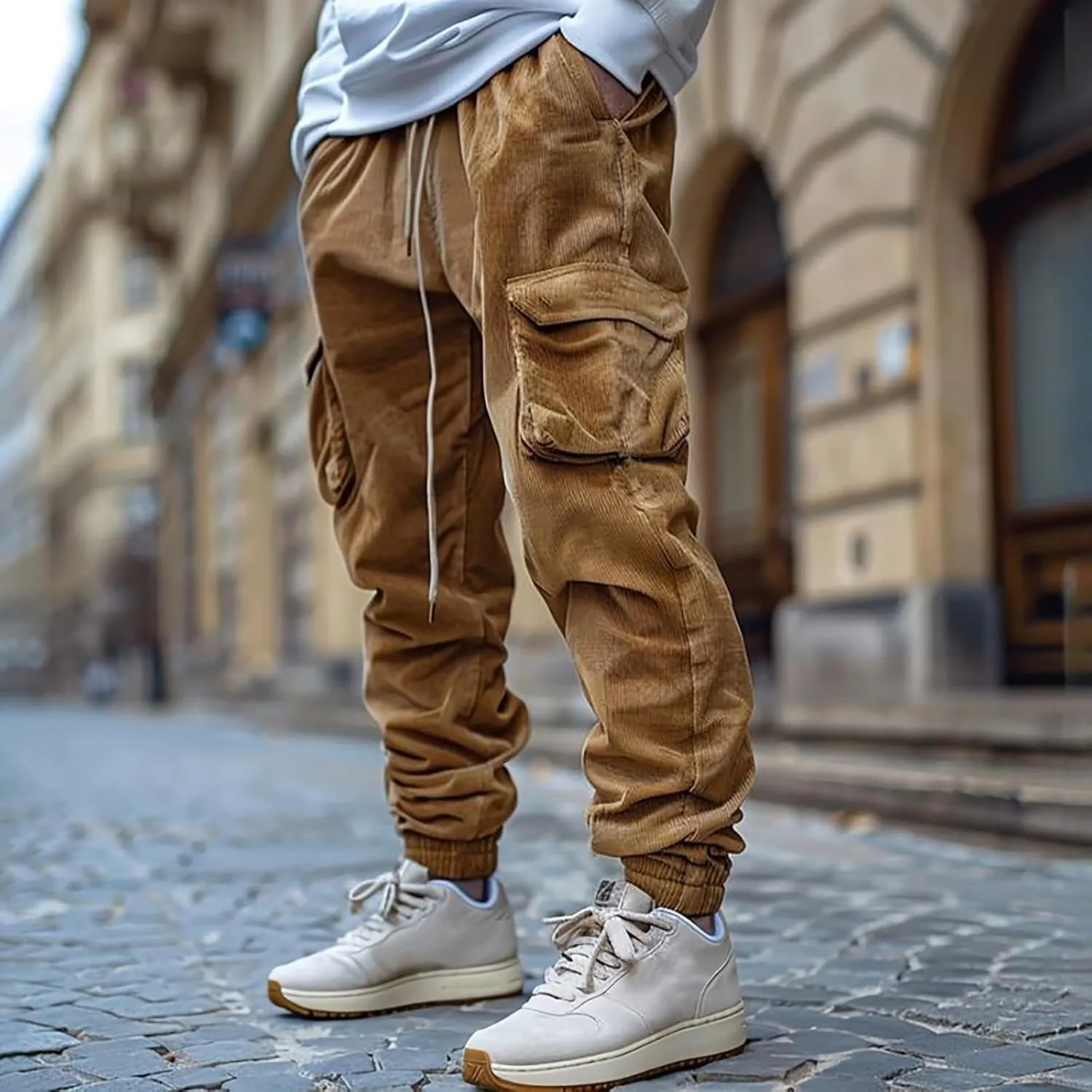 MIDOO Mens Cargo Pants Slim Fit Casual Drawstring Waist Joggers Lightweight Breathable Active Athletic Fishing Hiking Pants