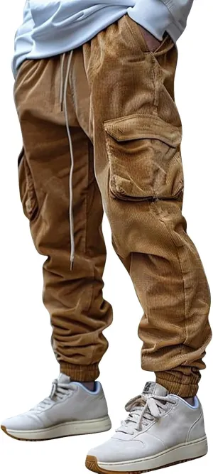 MIDOO Mens Cargo Pants Slim Fit Casual Drawstring Waist Joggers Lightweight Breathable Active Athletic Fishing Hiking Pants