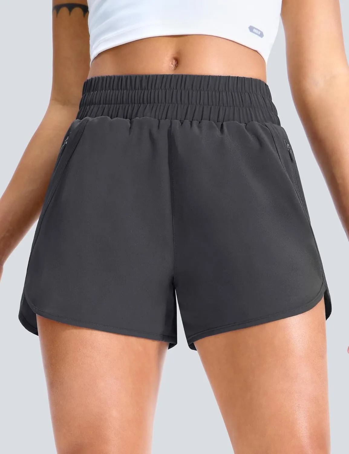 MIER Gym Running Shorts for Women Mid-Waisted Quick Dry Athletic Workout Sport Shorts with Mesh Liner, Zipper Pockets, 3 Inch