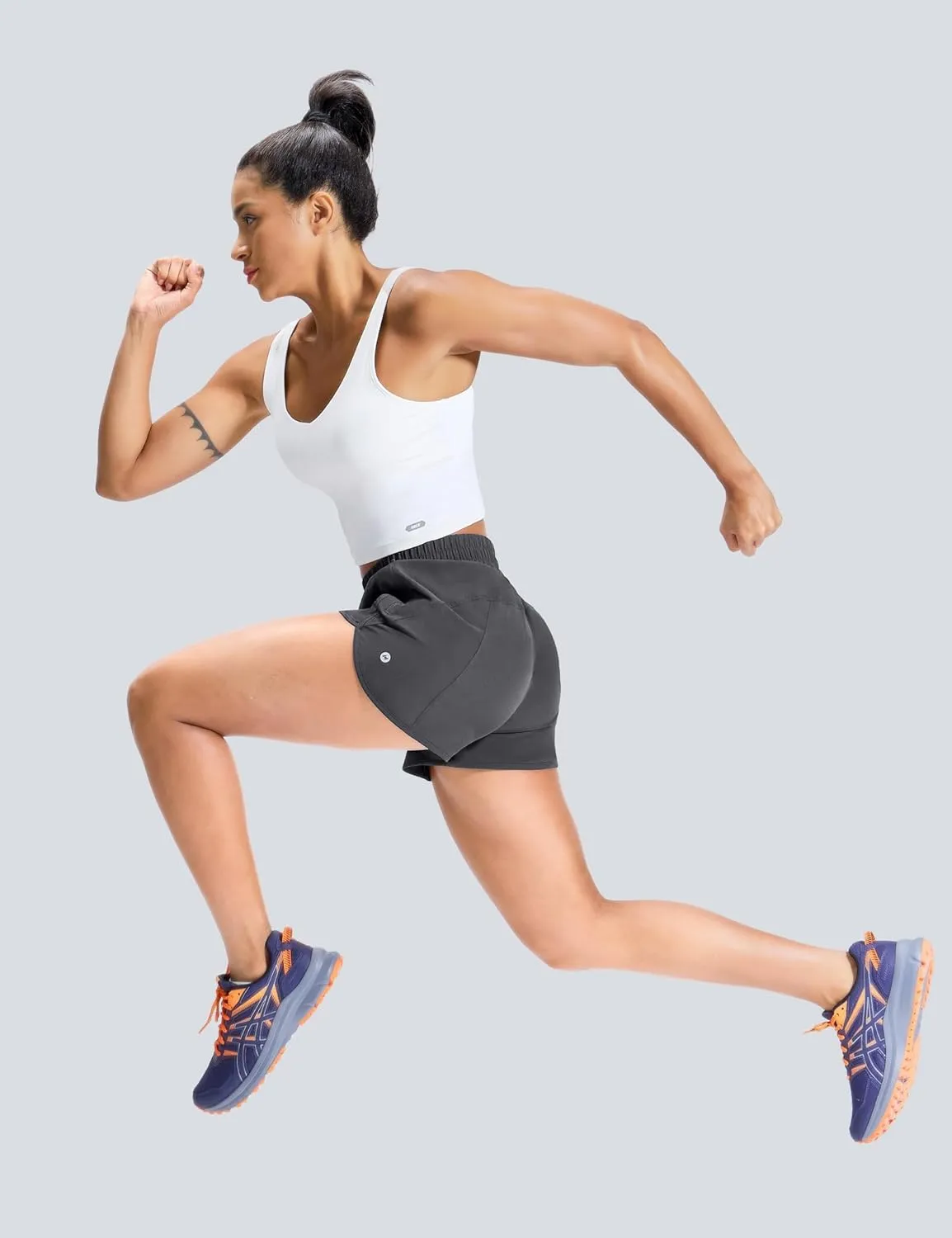 MIER Gym Running Shorts for Women Mid-Waisted Quick Dry Athletic Workout Sport Shorts with Mesh Liner, Zipper Pockets, 3 Inch