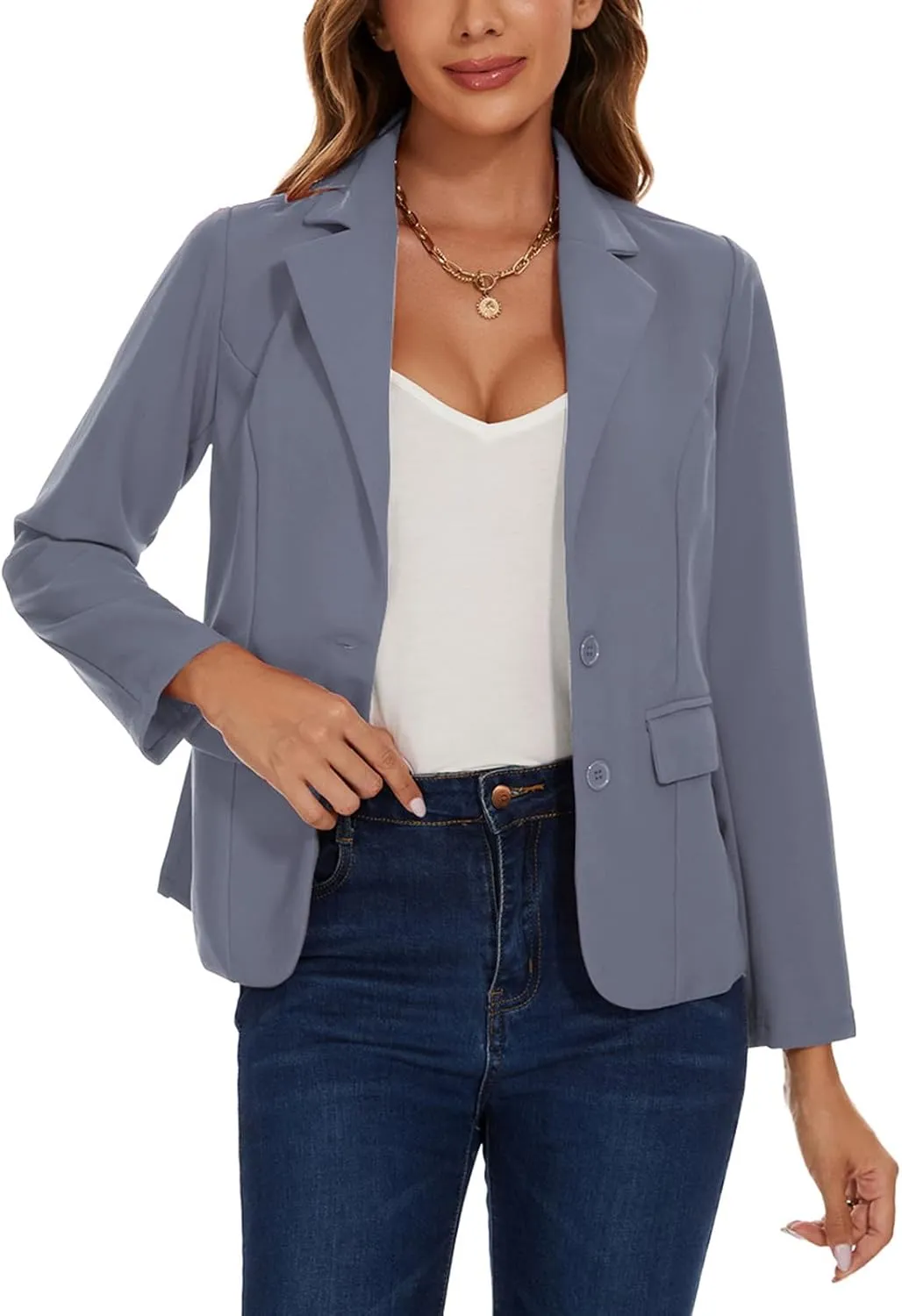 MINTLIMIT Blazers for Women Business Casual Long Sleeve Notched Lapel Button Work Office Blazers Jackets with Pockets