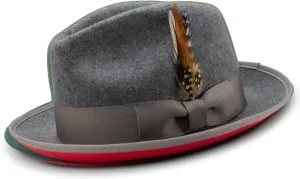 MONTIQUE Matching Grosgrain Ribbon 2 3/8" Brim Red Bottom Wool Felt Dress Hat H-75