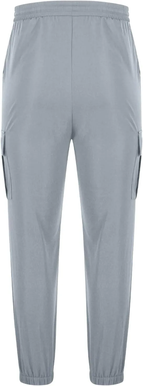 Muscularfit Mens Athletic Pants Outdoor Fashion Elastic Waist Drawstring Cargo Pants Multi Pocket Causal Beam Feet Sweatpant