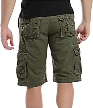 Muscularfit Mens Shorts Regular Fit Buckle Zipper Multi Pockets Cargo Shorts Summer Tooling Shorts Solid Work Utility Shorts