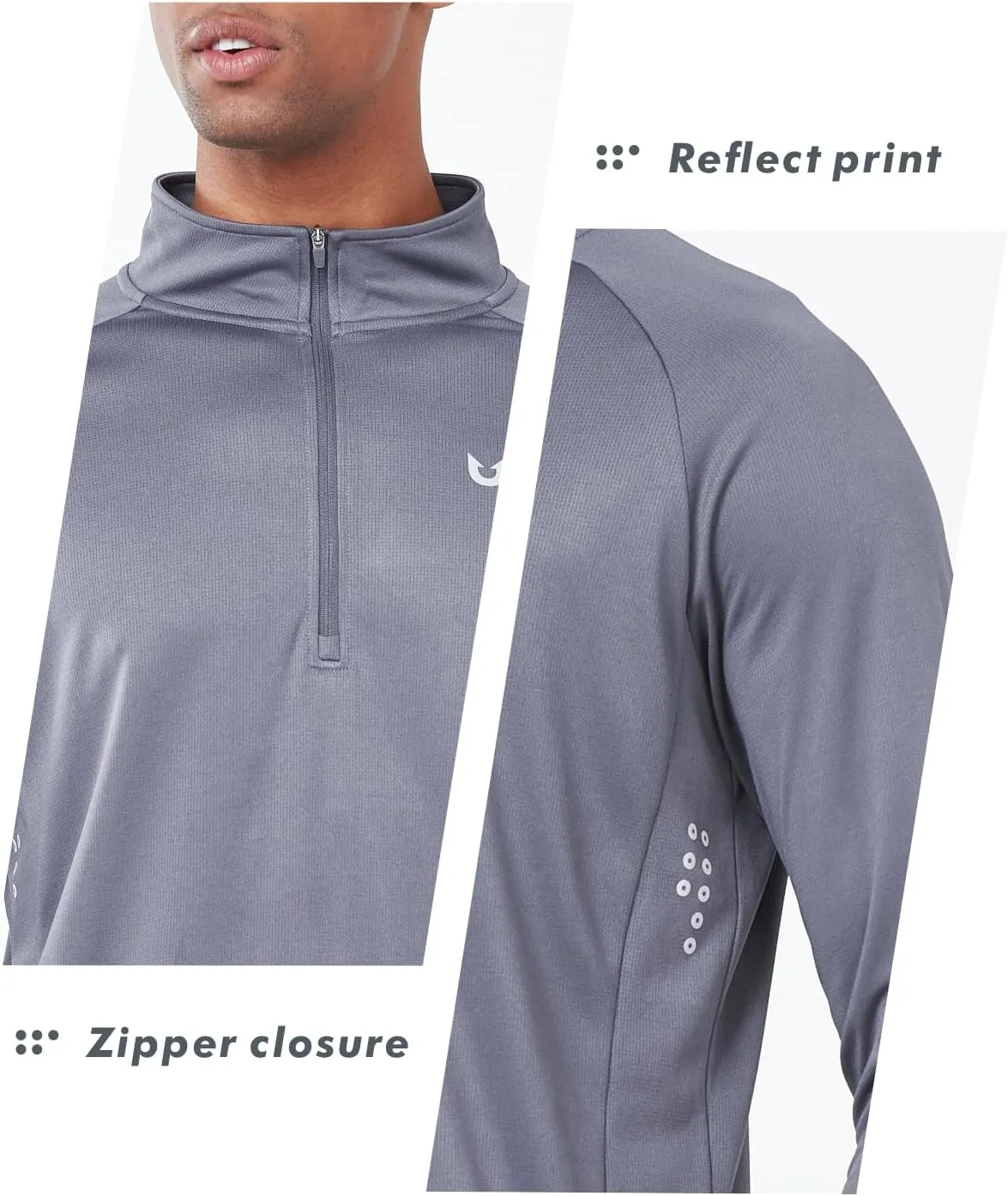 NORTHYARD Men's Running Shirt Long Sleeve Quarter Zip Pullover Moisture Wicking Quick Dry Athletic Workout Shirts