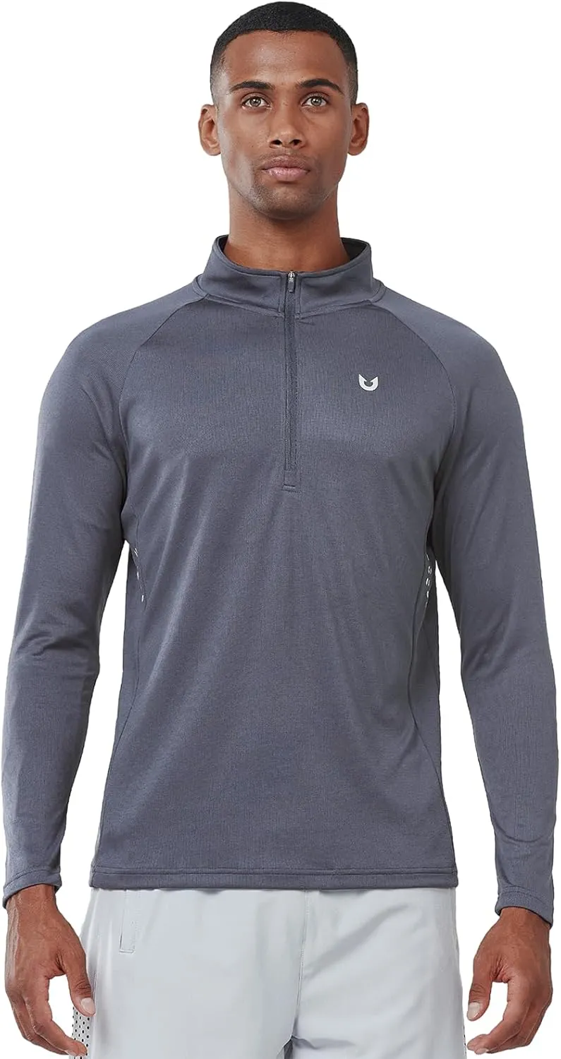 NORTHYARD Men's Running Shirt Long Sleeve Quarter Zip Pullover Moisture Wicking Quick Dry Athletic Workout Shirts