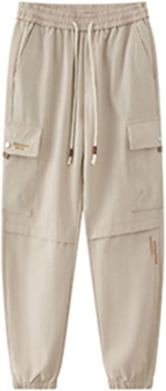 Outdoor Hiking Pants for Men Plus Size Solid Loose Fit Trouser Casual Fashion Elastic Waist Comfy Pant with Pockets