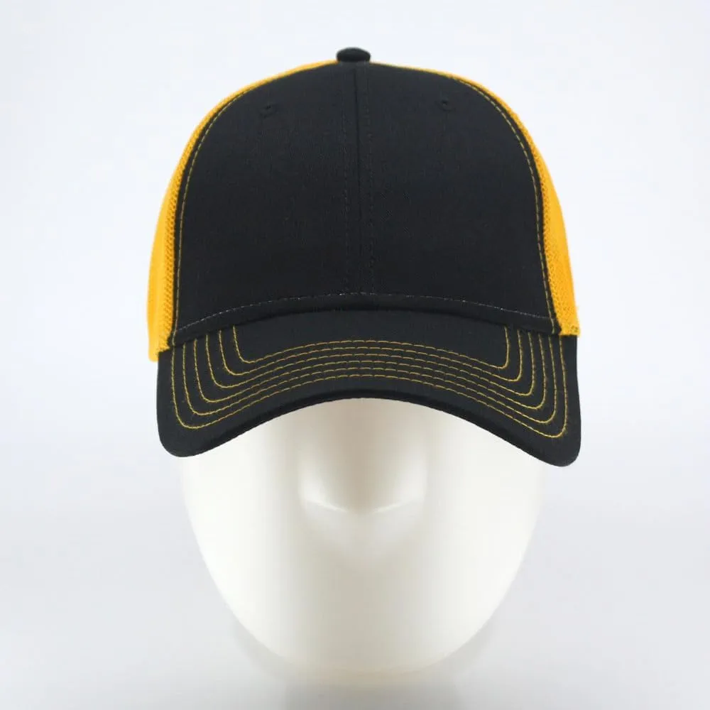 Plain Contrast Stitch Two Tone Cotton Mesh Men Women Snap Back Trucker Baseball Cap