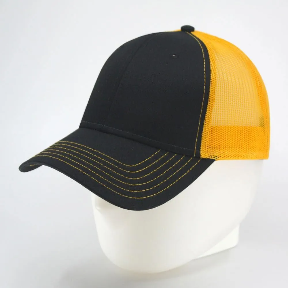 Plain Contrast Stitch Two Tone Cotton Mesh Men Women Snap Back Trucker Baseball Cap
