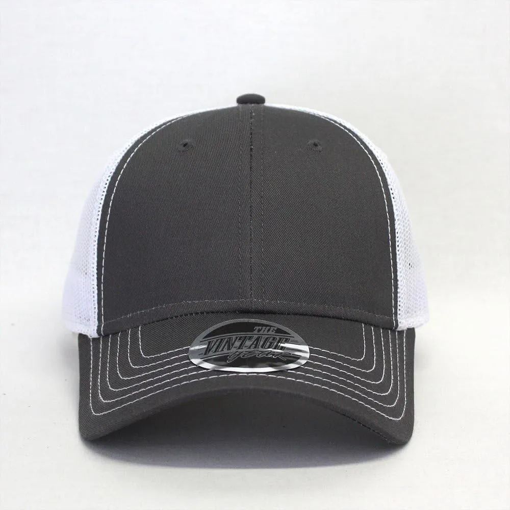 Plain Contrast Stitch Two Tone Cotton Mesh Men Women Snap Back Trucker Baseball Cap