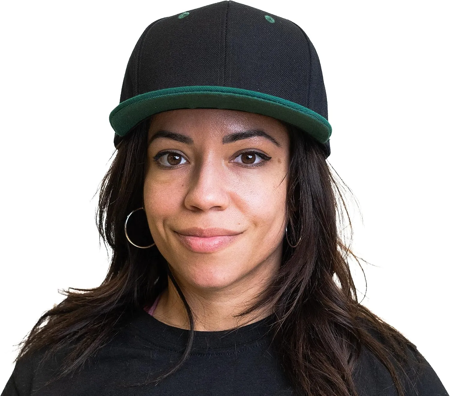 PLAIN GEAR Classic Flat Bill Hats for Men & Women Snapback Brim Hat - Blank Snap Back Two-Tone Color with Snap Closure