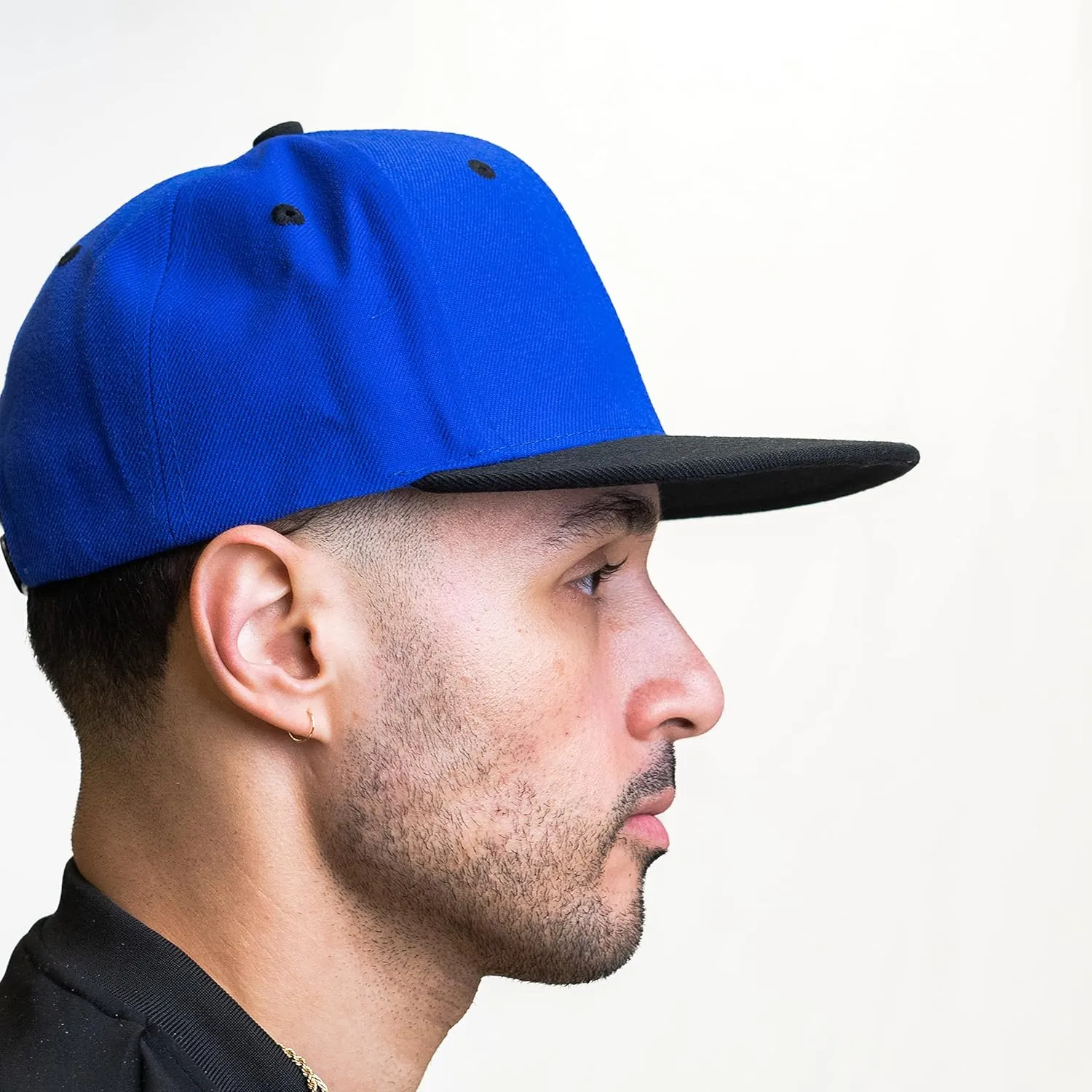 PLAIN GEAR Classic Flat Bill Hats for Men & Women Snapback Brim Hat - Blank Snap Back Two-Tone Color with Snap Closure