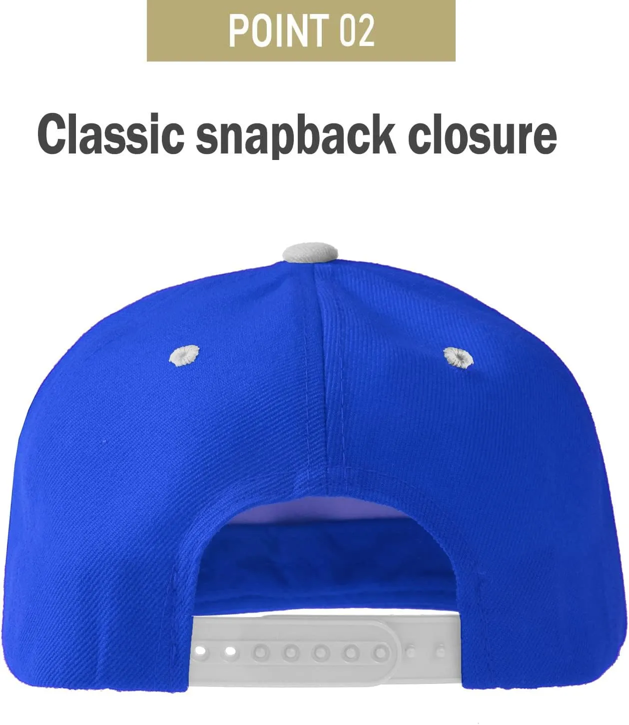 PLAIN GEAR Classic Flat Bill Hats for Men & Women Snapback Brim Hat - Blank Snap Back Two-Tone Color with Snap Closure