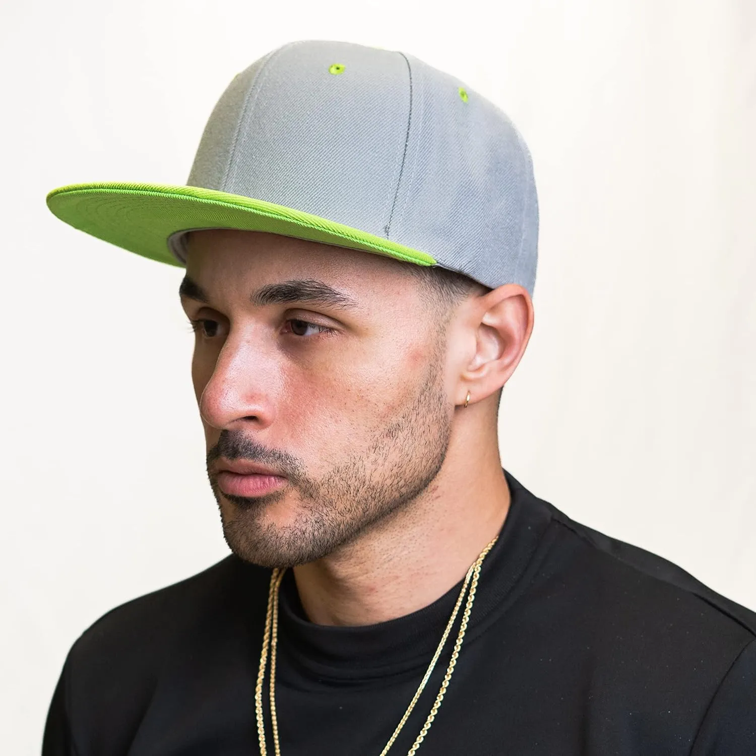 PLAIN GEAR Classic Flat Bill Hats for Men & Women Snapback Brim Hat - Blank Snap Back Two-Tone Color with Snap Closure