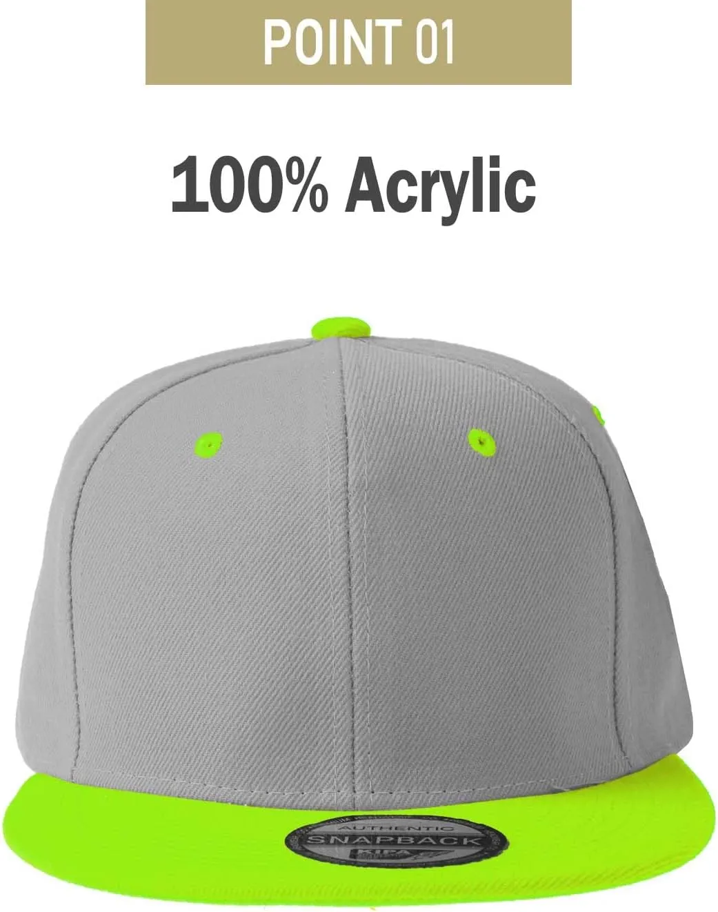PLAIN GEAR Classic Flat Bill Hats for Men & Women Snapback Brim Hat - Blank Snap Back Two-Tone Color with Snap Closure