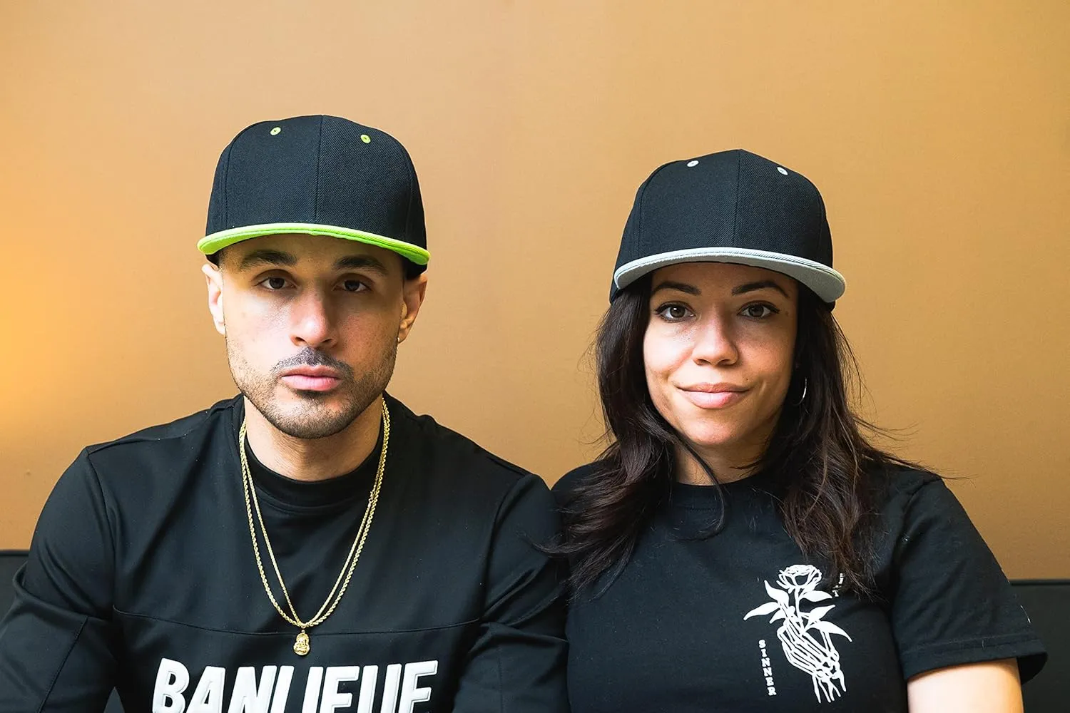 PLAIN GEAR Classic Flat Bill Hats for Men & Women Snapback Brim Hat - Blank Snap Back Two-Tone Color with Snap Closure