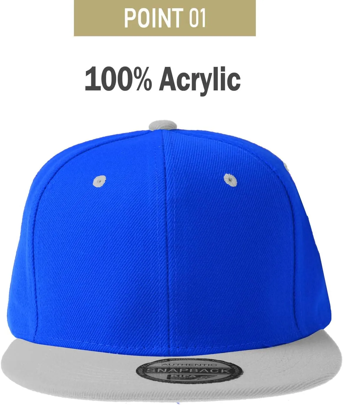 PLAIN GEAR Classic Flat Bill Hats for Men & Women Snapback Brim Hat - Blank Snap Back Two-Tone Color with Snap Closure