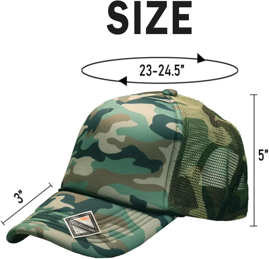 PLAIN GEAR Foam(Sponge) Front Mesh Back 5 Panel Trucker Hat, Adjustable, Light Weight Snapback Cap Solid/Two Tone