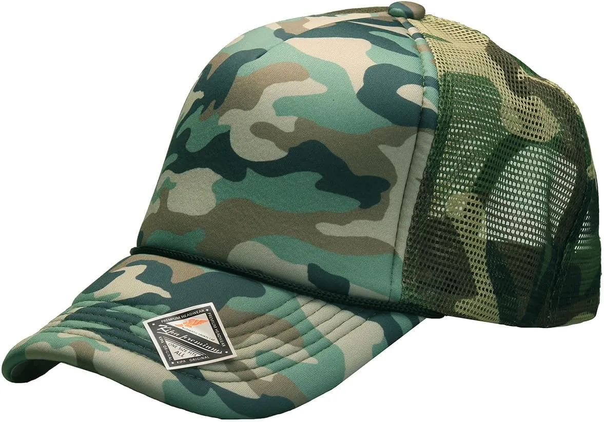 PLAIN GEAR Foam(Sponge) Front Mesh Back 5 Panel Trucker Hat, Adjustable, Light Weight Snapback Cap Solid/Two Tone