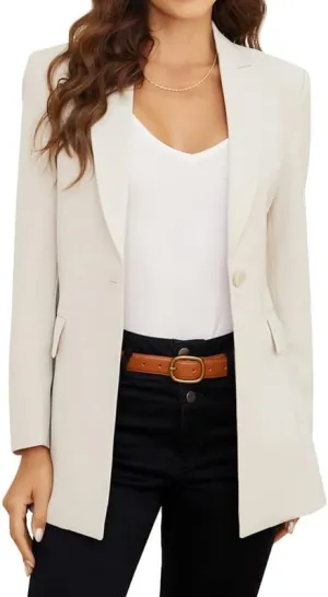 PLOYDIEN Classic Long Blazer Jackets for Women, Elegant Long Sleeve Blazers for Women, Perfect for Business & Casual Wear