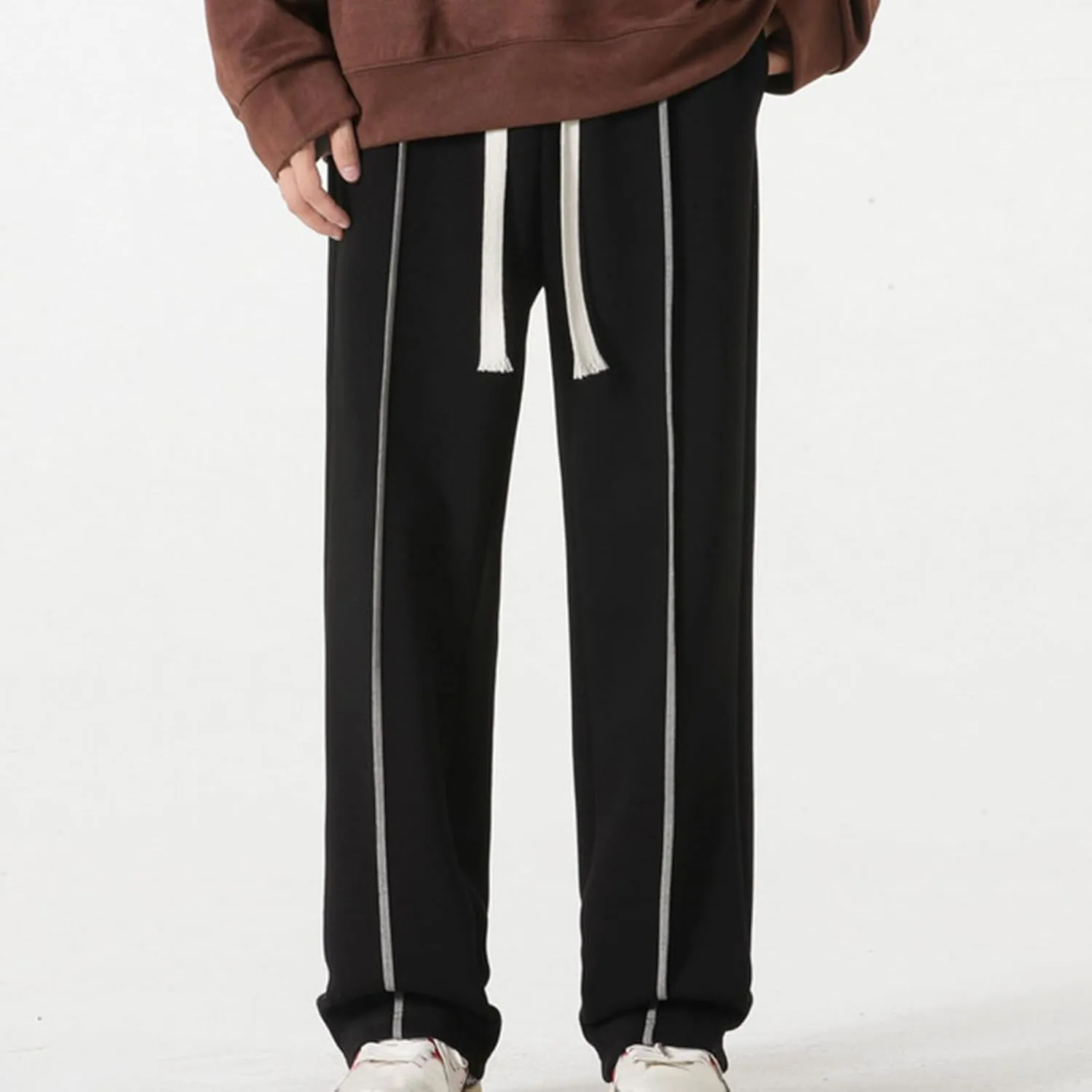 Plus Size Hip Hop Track Pants for Men Elastic Waist Drawstring Trouser with Pockets Casual Fashion Loose Sport Pant