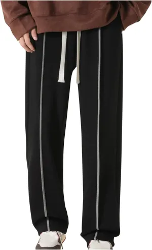 Plus Size Hip Hop Track Pants for Men Elastic Waist Drawstring Trouser with Pockets Casual Fashion Loose Sport Pant