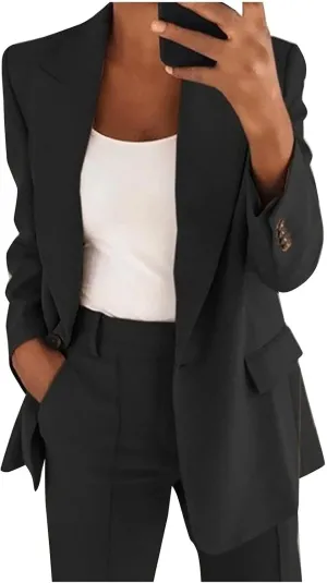 Plus Size Pant Suits Women 2 Piece Blazer Sets Dressy Blazer and Casual Wide Leg Pants Fashion Blazer Jacket Outfits