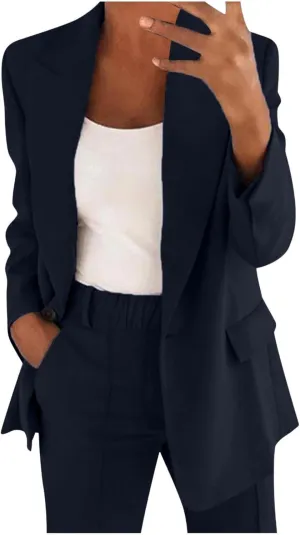 Plus Size Pant Suits Women 2 Piece Blazer Sets Dressy Blazer and Casual Wide Leg Pants Fashion Blazer Jacket Outfits