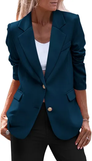 PRETTYGARDEN Women's Spring Fall Business Casual Blazers Long Sleeve Notch Lapel Trendy Work Office Blazer Jackets Outerwear