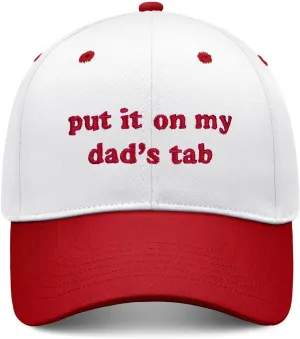 Put It On My Dads Tab Hat, Funny Vintage Trucker Hats Adjustable Cap for Men Women Classic Baseball Cap
