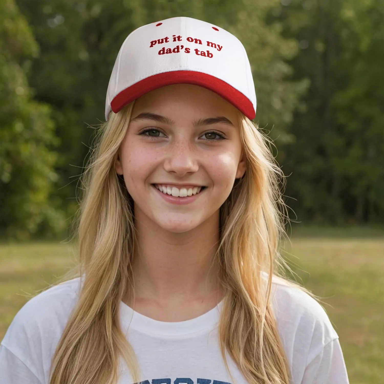 Put It On My Dads Tab Hat, Funny Vintage Trucker Hats Adjustable Cap for Men Women Classic Baseball Cap
