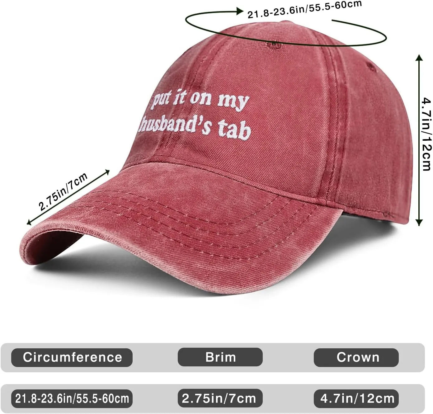 Put It on My Husbands Tab Hat, Funny Vintage Trucker Hats Adjustable Cap for Men Women Classic Baseball Cap