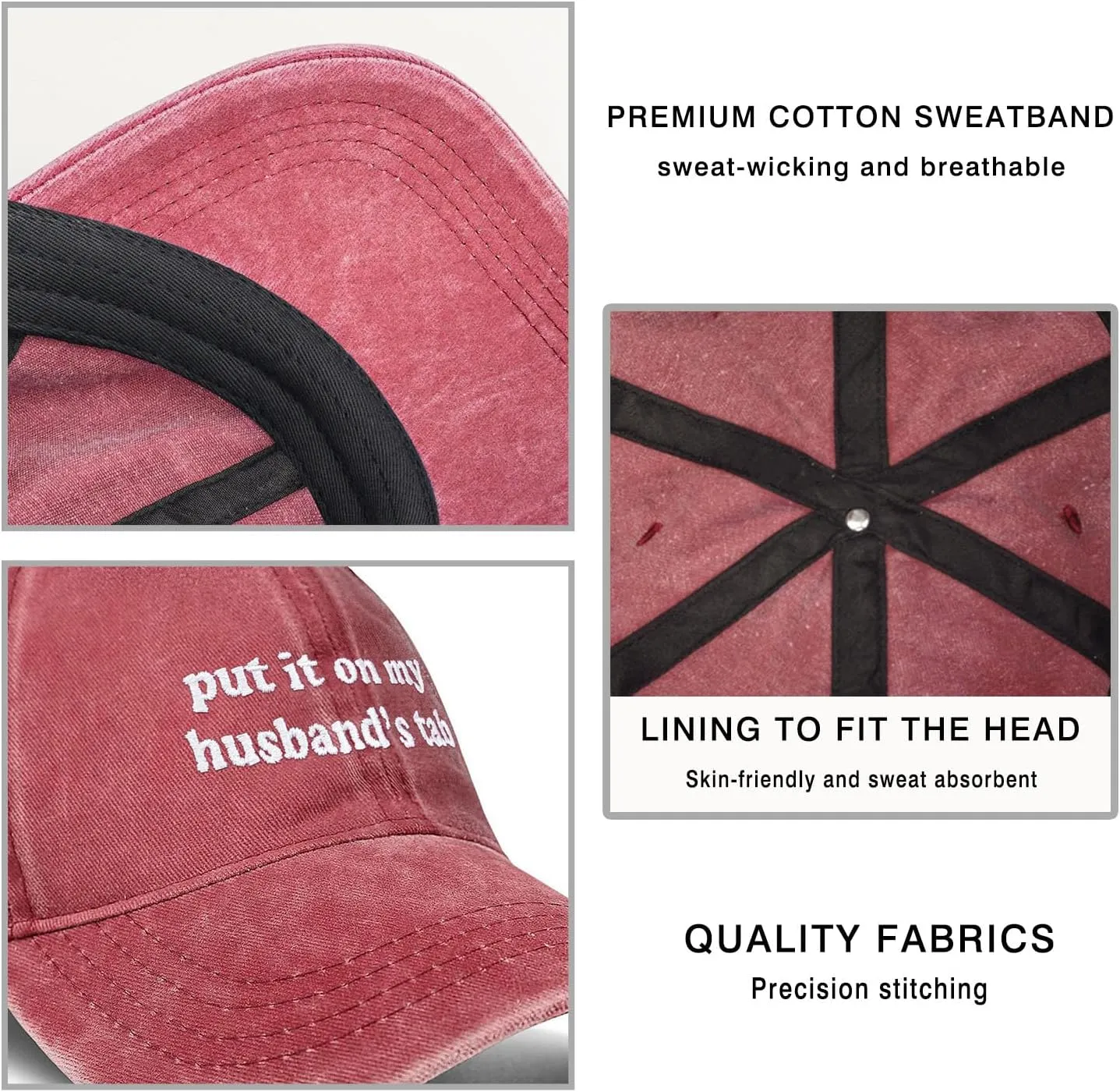 Put It on My Husbands Tab Hat, Funny Vintage Trucker Hats Adjustable Cap for Men Women Classic Baseball Cap