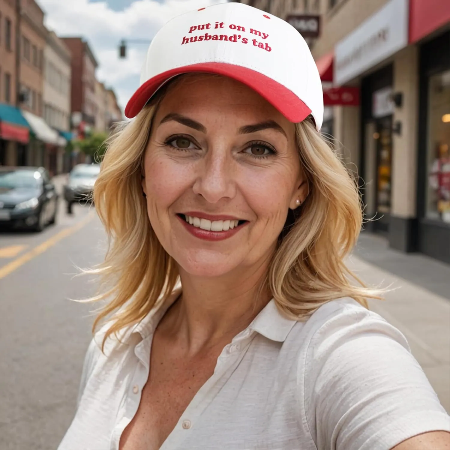 Put It on My Husbands Tab Hat, Funny Vintage Trucker Hats Adjustable Cap for Men Women Classic Baseball Cap