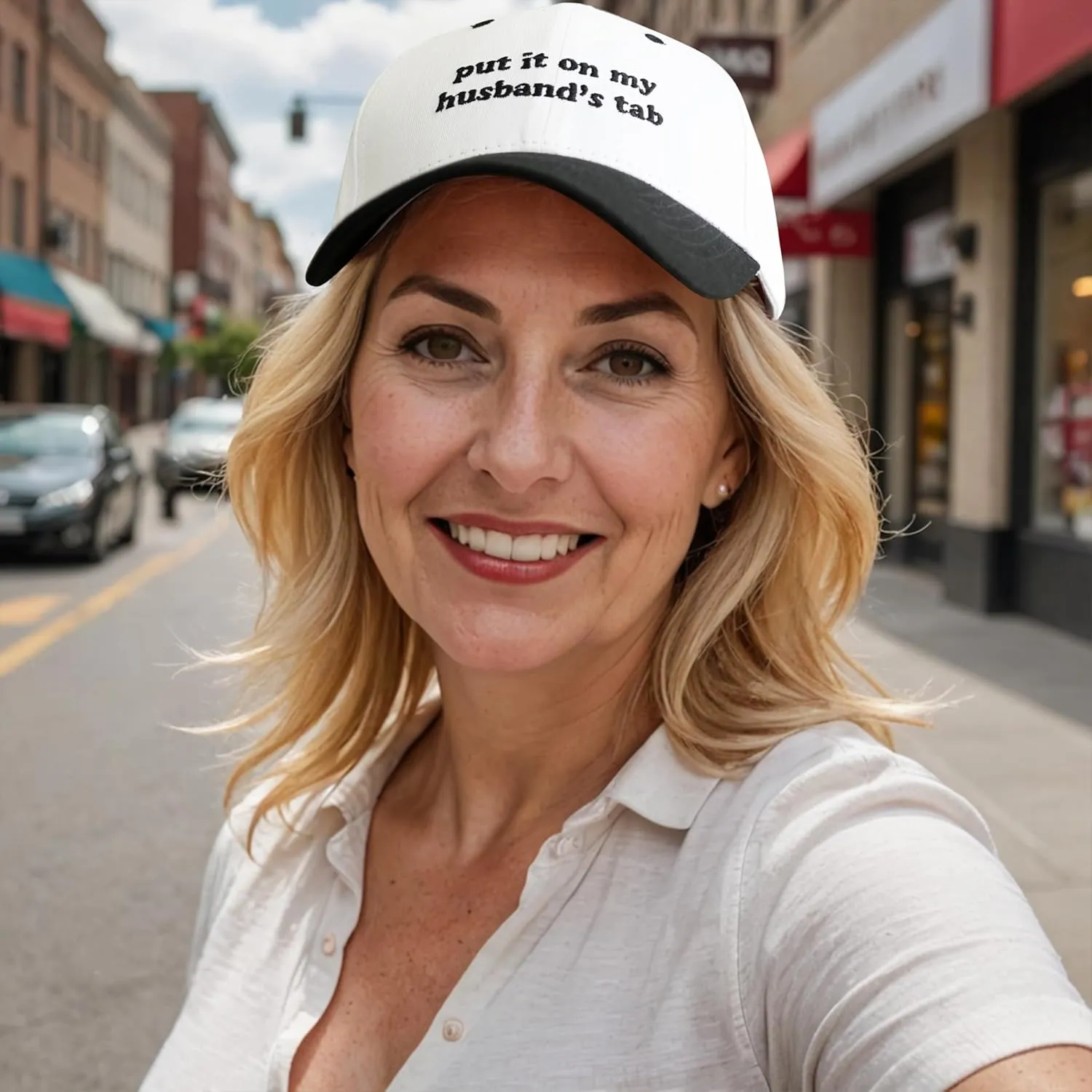 Put It on My Husbands Tab Hat, Funny Vintage Trucker Hats Adjustable Cap for Men Women Classic Baseball Cap