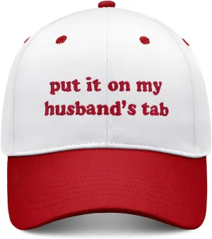 Put It on My Husbands Tab Hat, Funny Vintage Trucker Hats Adjustable Cap for Men Women Classic Baseball Cap