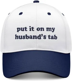 Put It on My Husbands Tab Hat, Funny Vintage Trucker Hats Adjustable Cap for Men Women Classic Baseball Cap