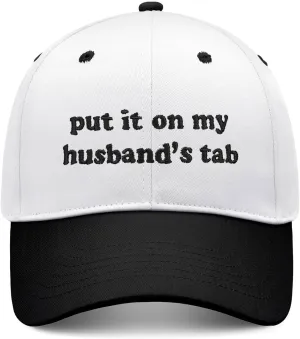 Put It on My Husbands Tab Hat, Funny Vintage Trucker Hats Adjustable Cap for Men Women Classic Baseball Cap