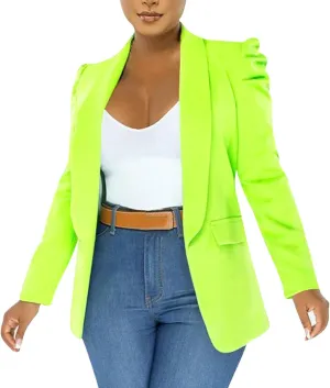 Ruched Blazer for Womens Notch Lapel Casual Work Suits Top Fashion Solid Color Long Sleeve Blazer Jacket