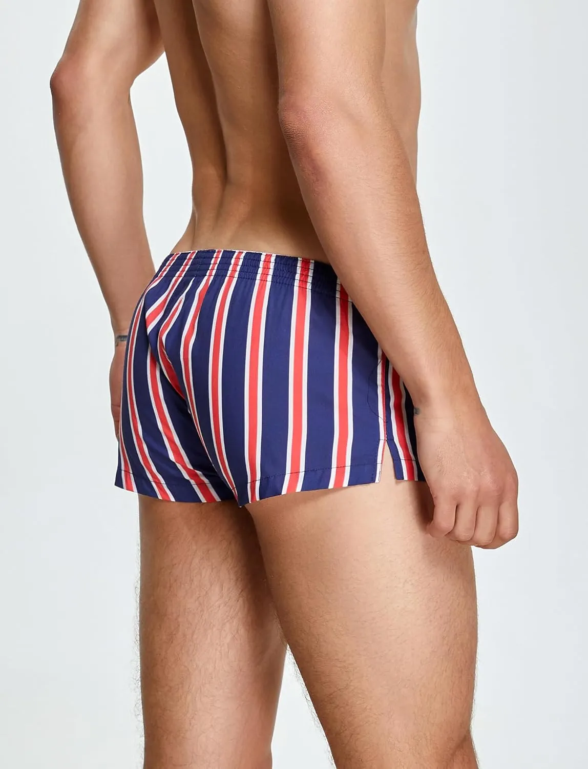 SEAUR Men's Cotton Low Rise Boxer Shorts Plaid Stripe Printed Underwear Pouch Trunks Comfortable Pajamas Shorts