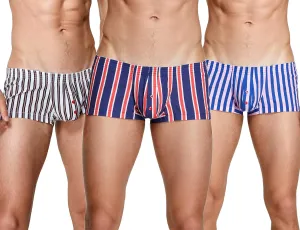 SEAUR Men's Cotton Low Rise Boxer Shorts Plaid Stripe Printed Underwear Pouch Trunks Comfortable Pajamas Shorts